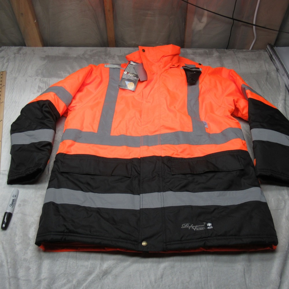 Professional Viking Jacket Men‎ Large Orange Freezer Journeyman 300D Reflect NEW